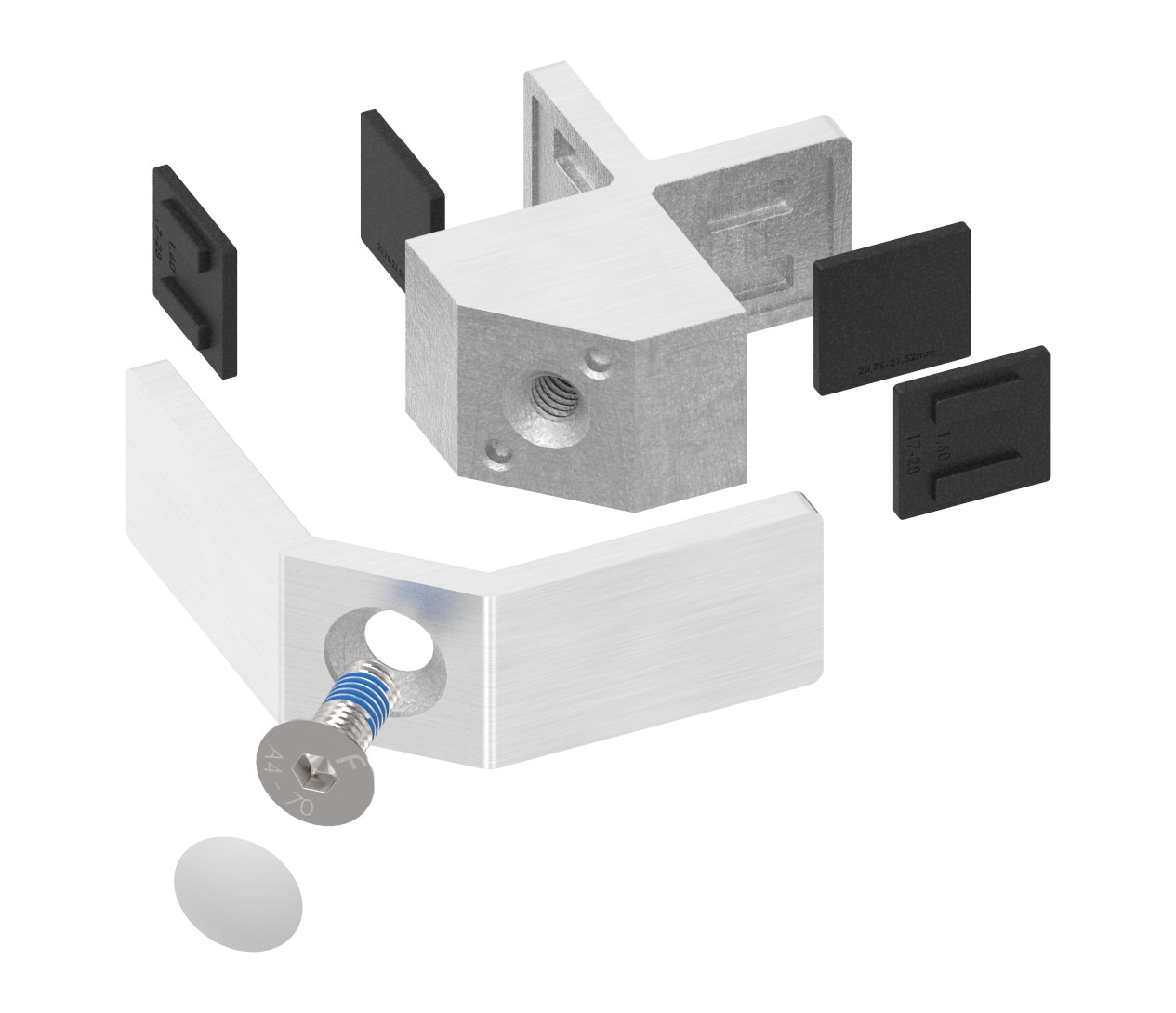 90° Glasausrichter für Ganzglasgeländer, für Glas 20,76 - 21,52mm