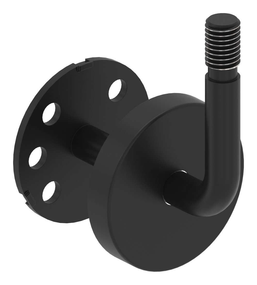 Handlaufhalter Außengewinde inkl. Abdeckrosette (Ronde und Bügel verschweißt), V2A RAL 9005 matt