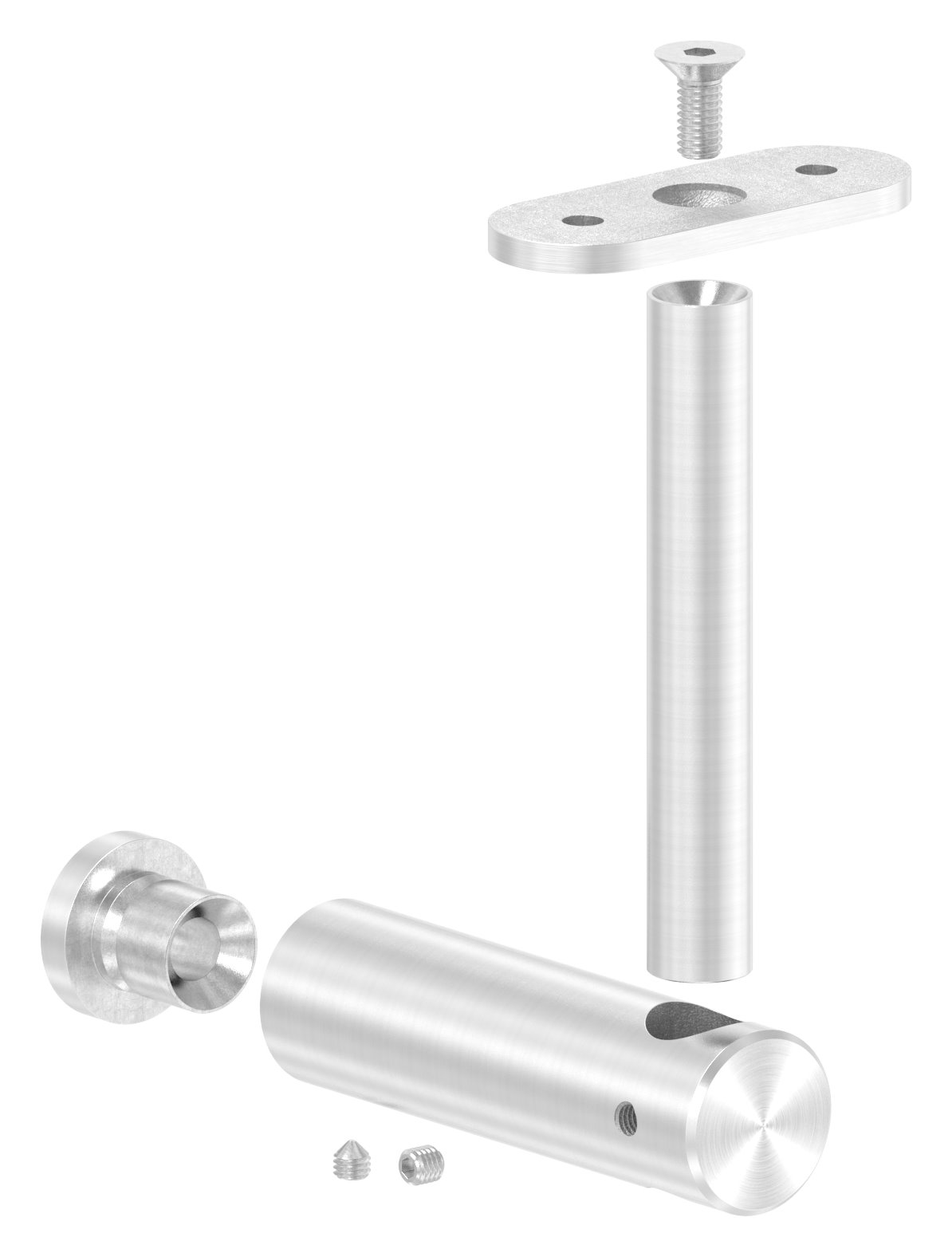 Handlaufhalter mit Handlaufanschlussplatte flach, V2A