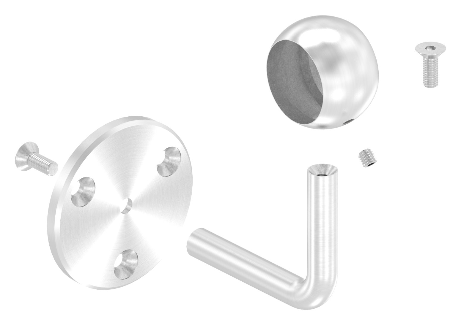 Handlaufhalter mit Kugelring für Rohr 33,7mm (Ronde und Bügel verschraubt), V2A Handlaufhalter mit Kugelring für Rohr 33,7mm (Ronde und Bügel verschraubt), V2A