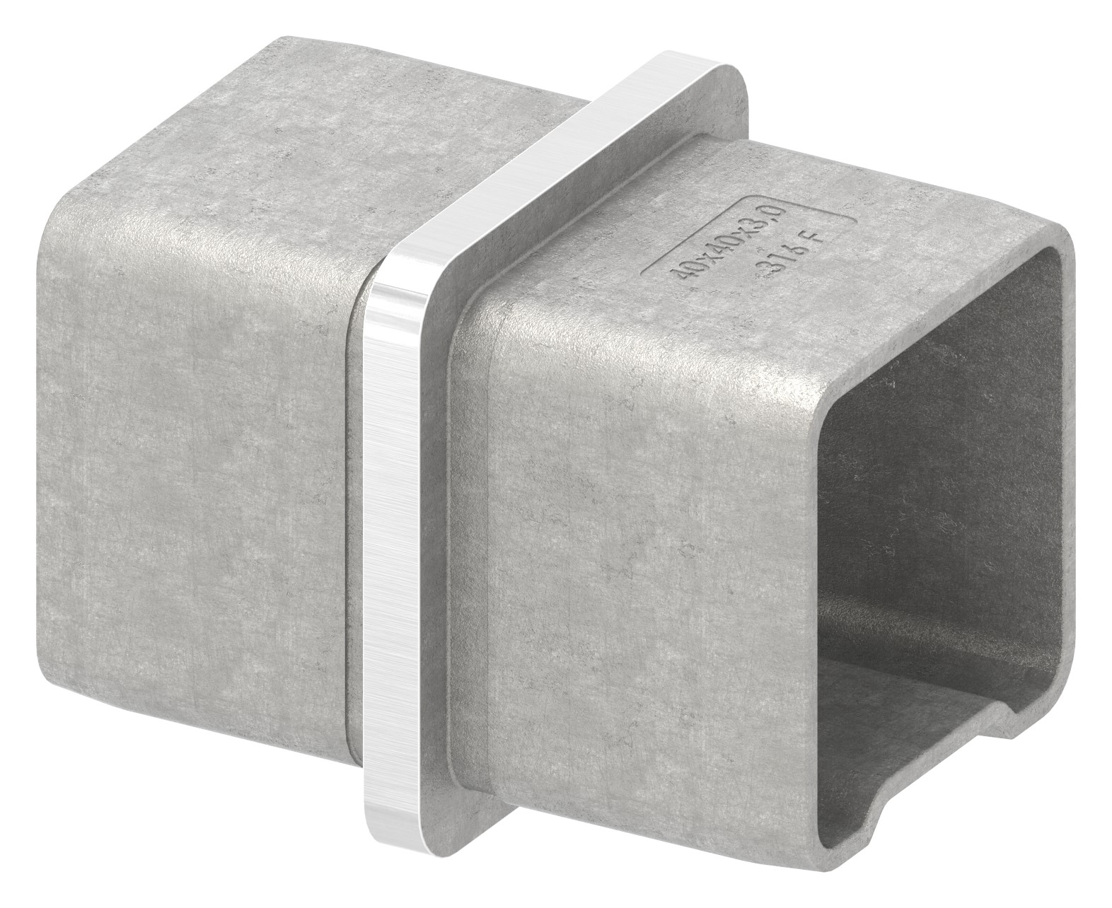 Verbinder für Rohr 40x40x3,0mm, V4A