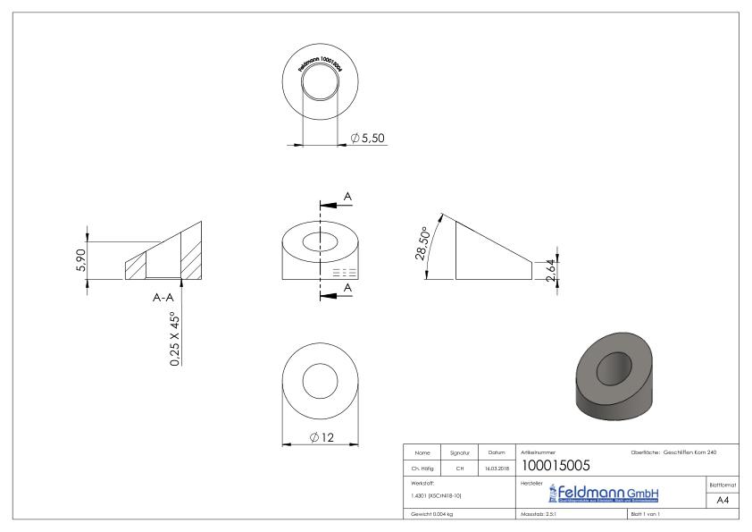 Formanschluss, für Gewinde M5, V2A