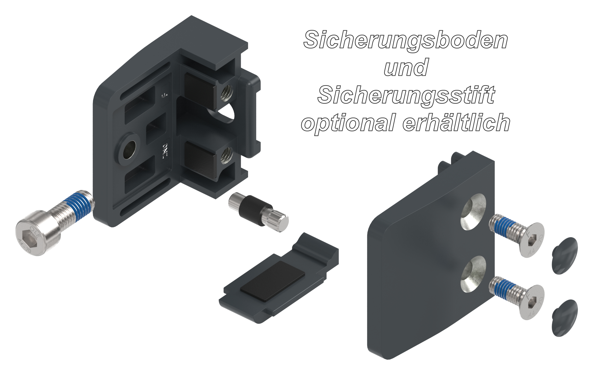 Glasklemme Mod. 14, Anschluss: gerade, Zink roh pulverbeschichtet RAL 7016 matt