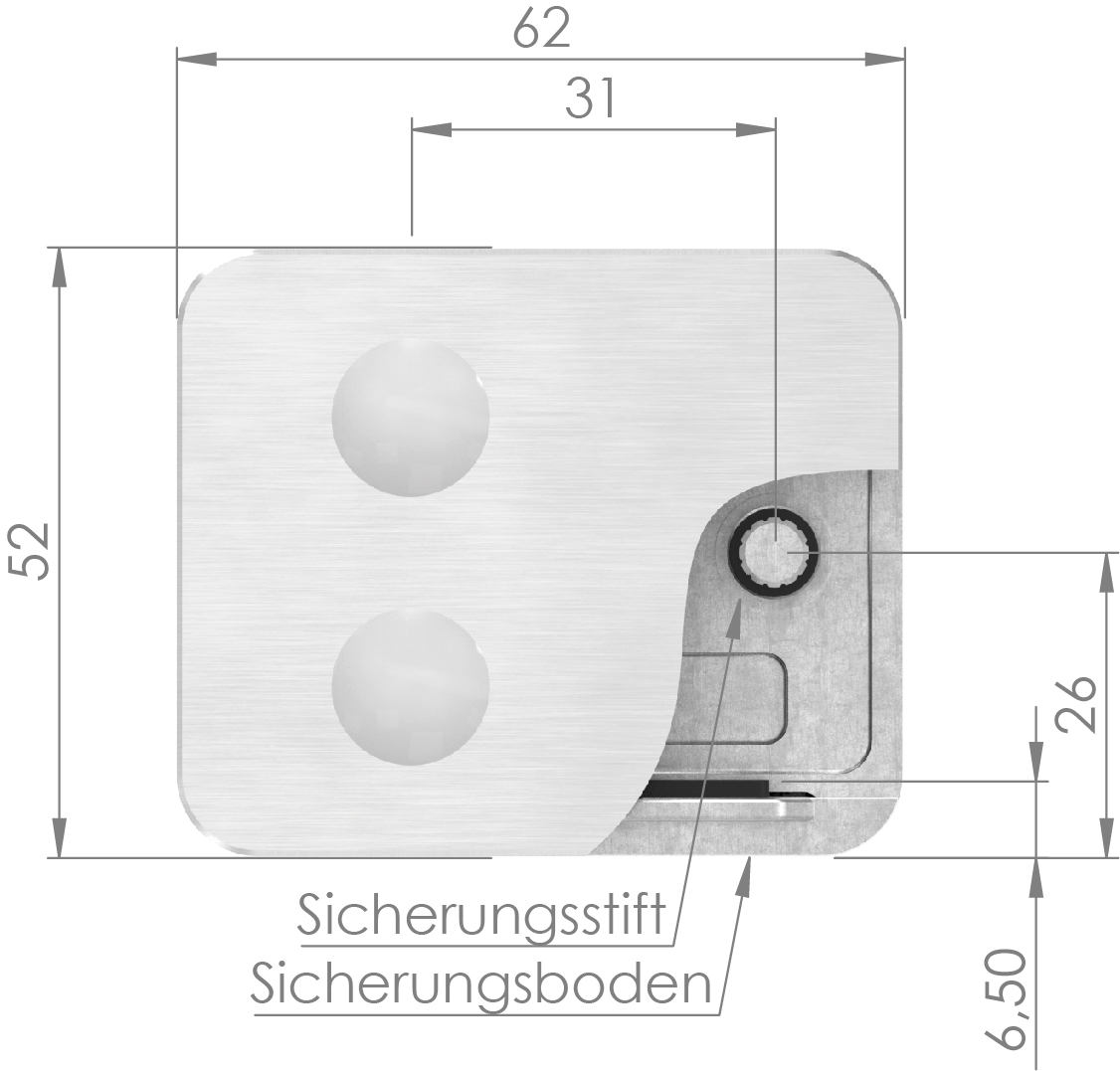 Sichtschutz Endglasklemme Mod. 26, V2A