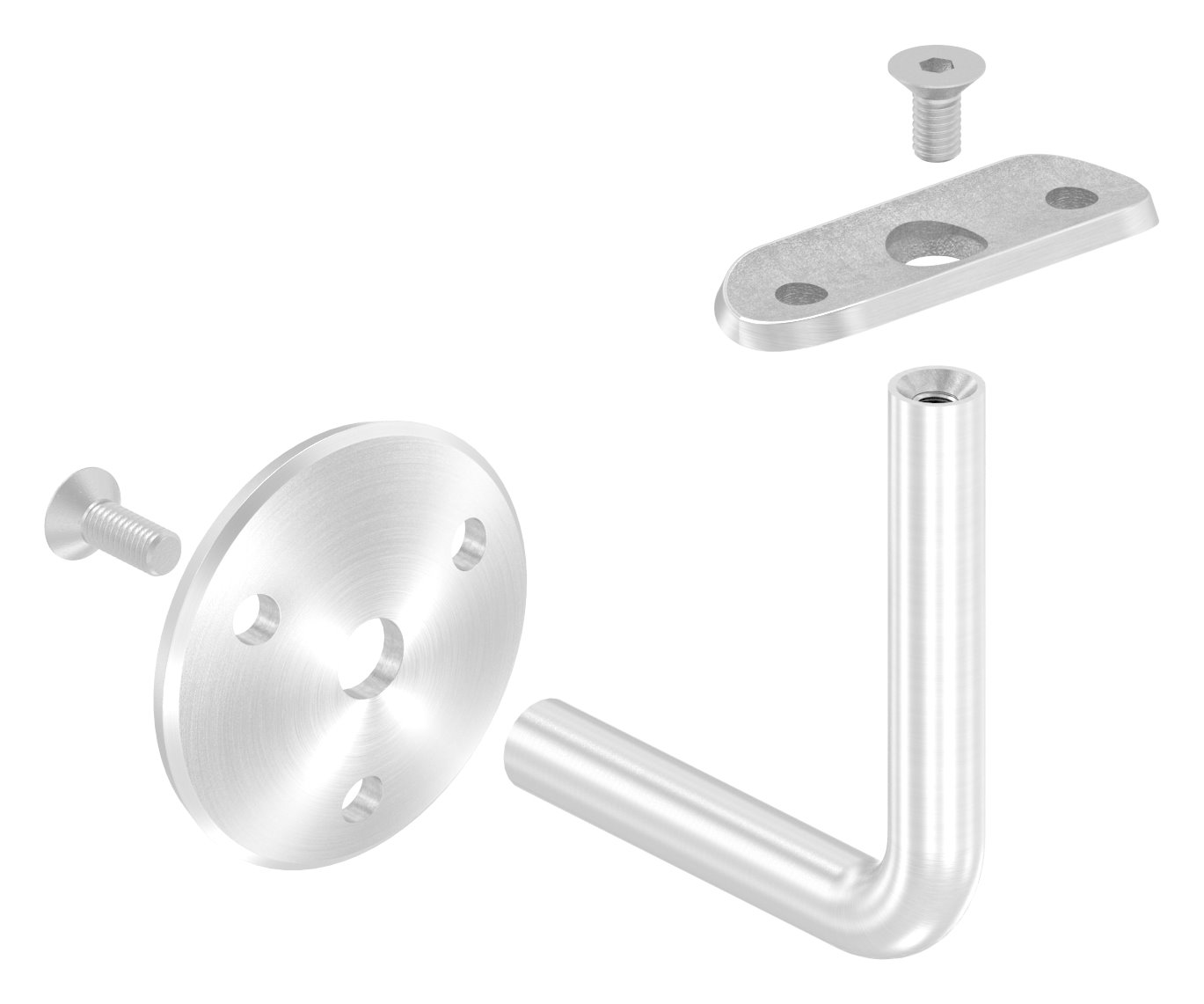 Handlaufhalter mit Handlaufanschlussplatte 42,4mm (Ronde und Bügel verschraubt), V2A