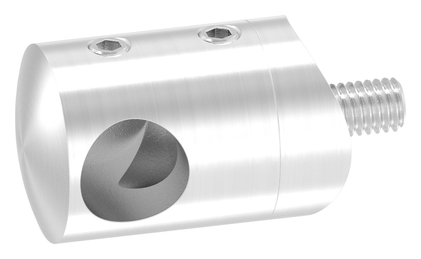 Querstabhalter für 42,4mm Rohr, Sackloch links 12,2mm, V2A