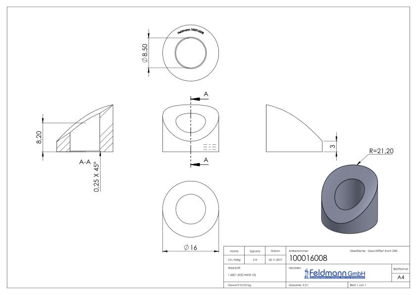 Formanschluss, für Gewinde M8, V2A Formanschluss, für Gewinde M8, V2A
