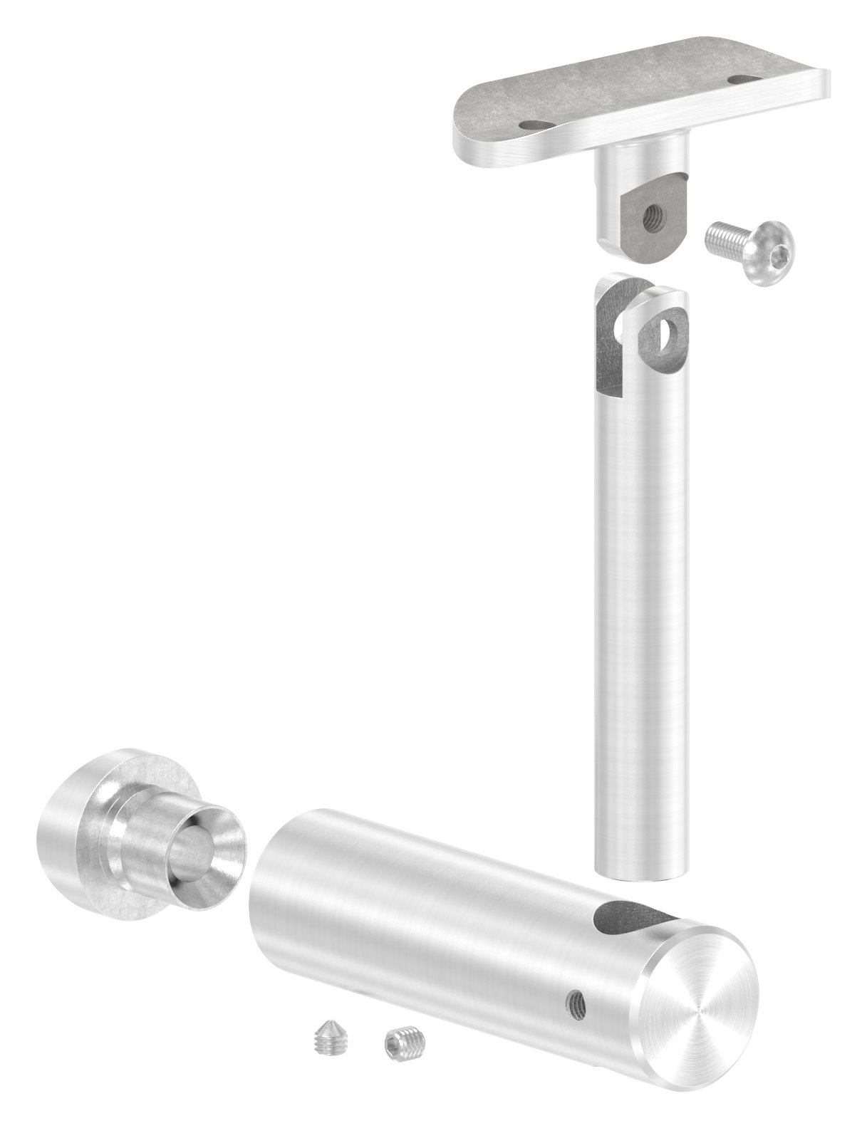 Handlaufhalter mit Gelenk, Handlaufanschlussplatte 42,4mm, V2A Handlaufhalter mit Gelenk, Handlaufanschlussplatte 42,4mm, V2A