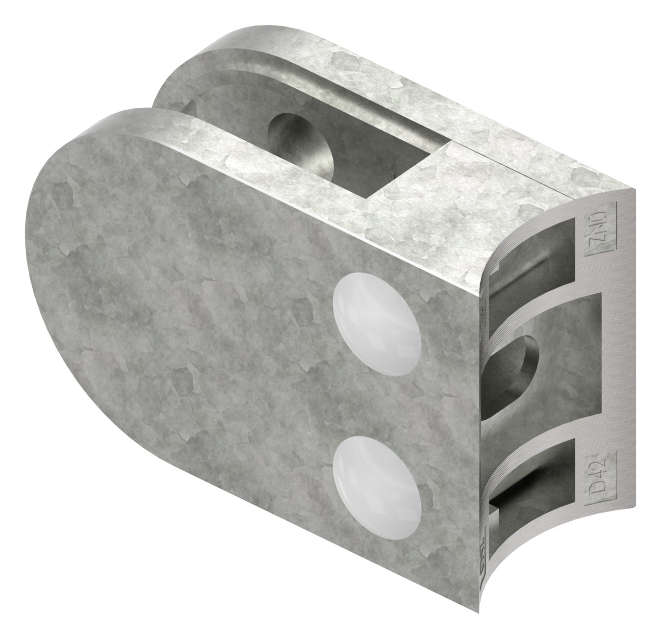 Glasklemme Mod. 32, Anschluss: 42,4mm, Zink roh Glasklemme Mod. 32, Anschluss: 42,4mm, Zink roh