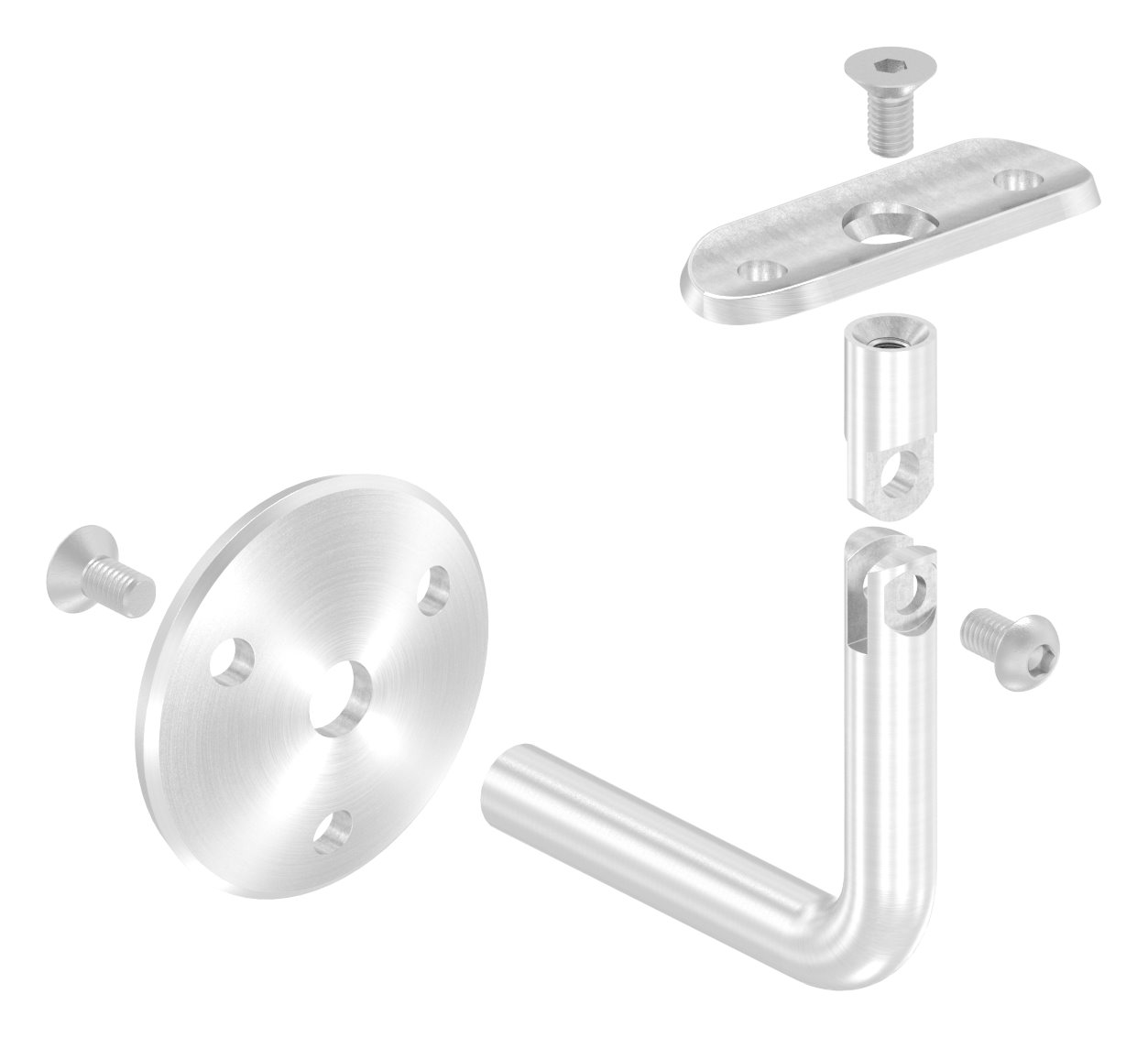 Handlaufhalter mit Gelenk, Handlaufanschlussplatte Rohr 42,4mm (Ronde und Bügel verschraubt), V2A