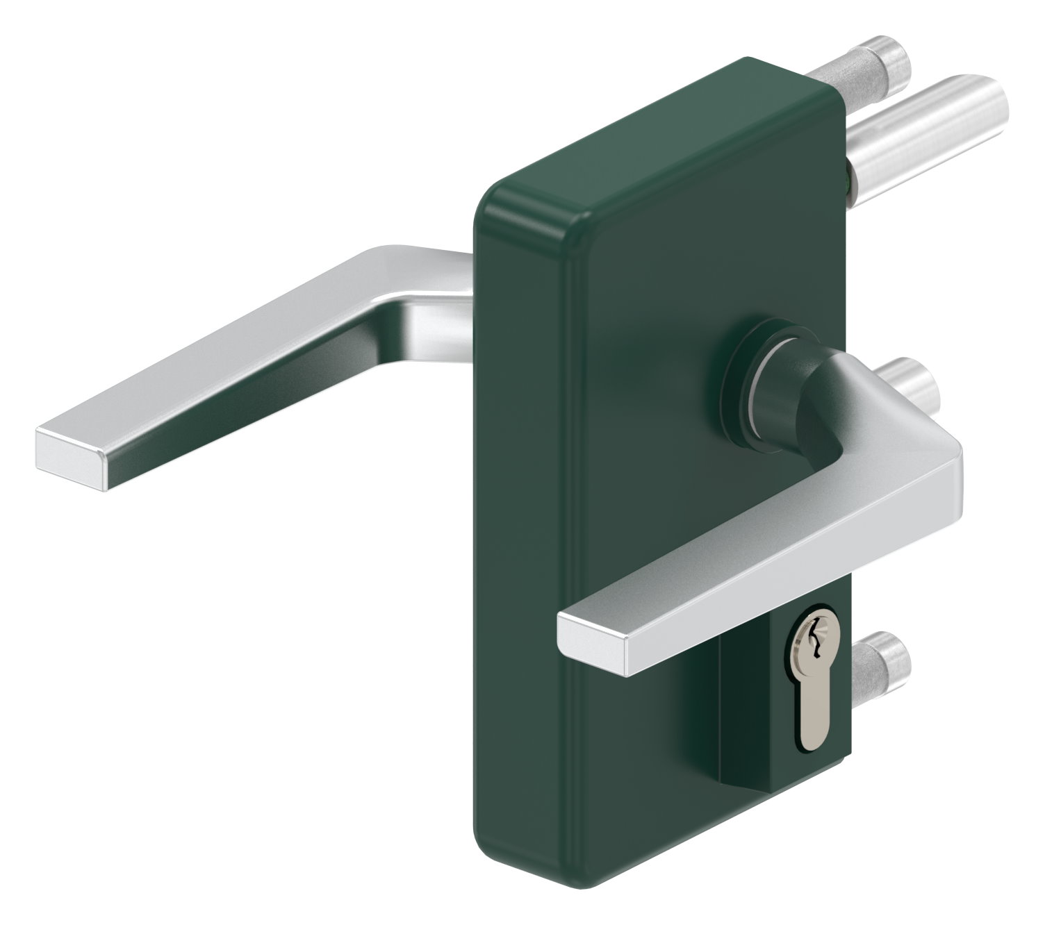 Gittertorschloss GTS 2 für Rohrstärke 40-60mm, Gehäuse RAL 6005 moosgrün