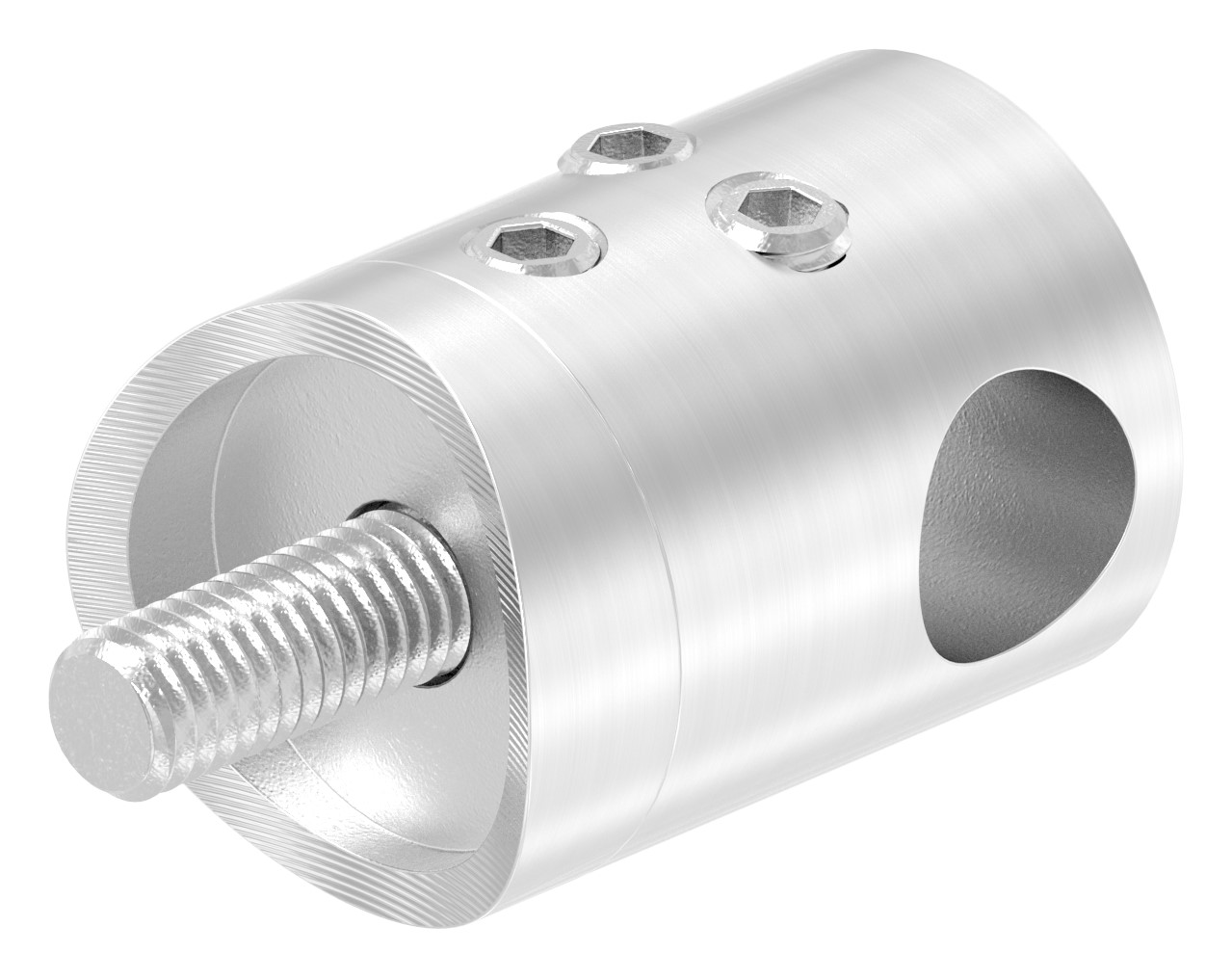 Querstabhalter zum Stoßen von 2 Rundeisen, 10,2mm Bohrung, V2A Querstabhalter zum Stoßen von 2 Rundeisen, 10,2mm Bohrung, V2A