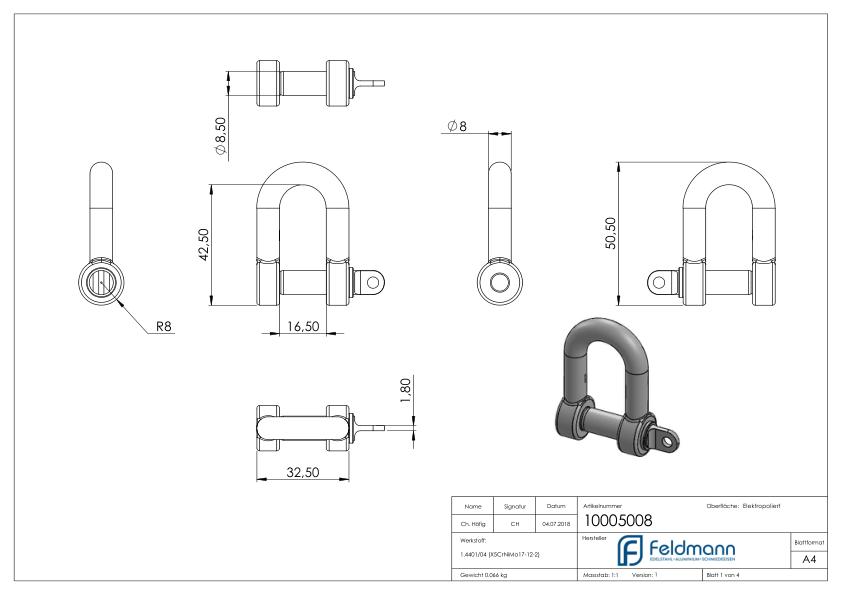 Schäkel, M8, V4A Schäkel, M8, V4A