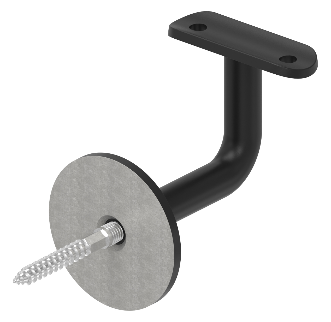 Handlaufhalter mit Platte 42,4mm, (Ronde und Bügel verschweißt), V2A in RAL 9005 beschichtet