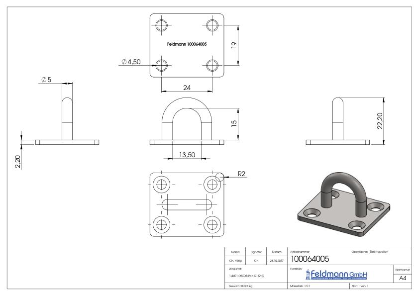 Befestigungsöse, Rundeisen: 5mm, V4A