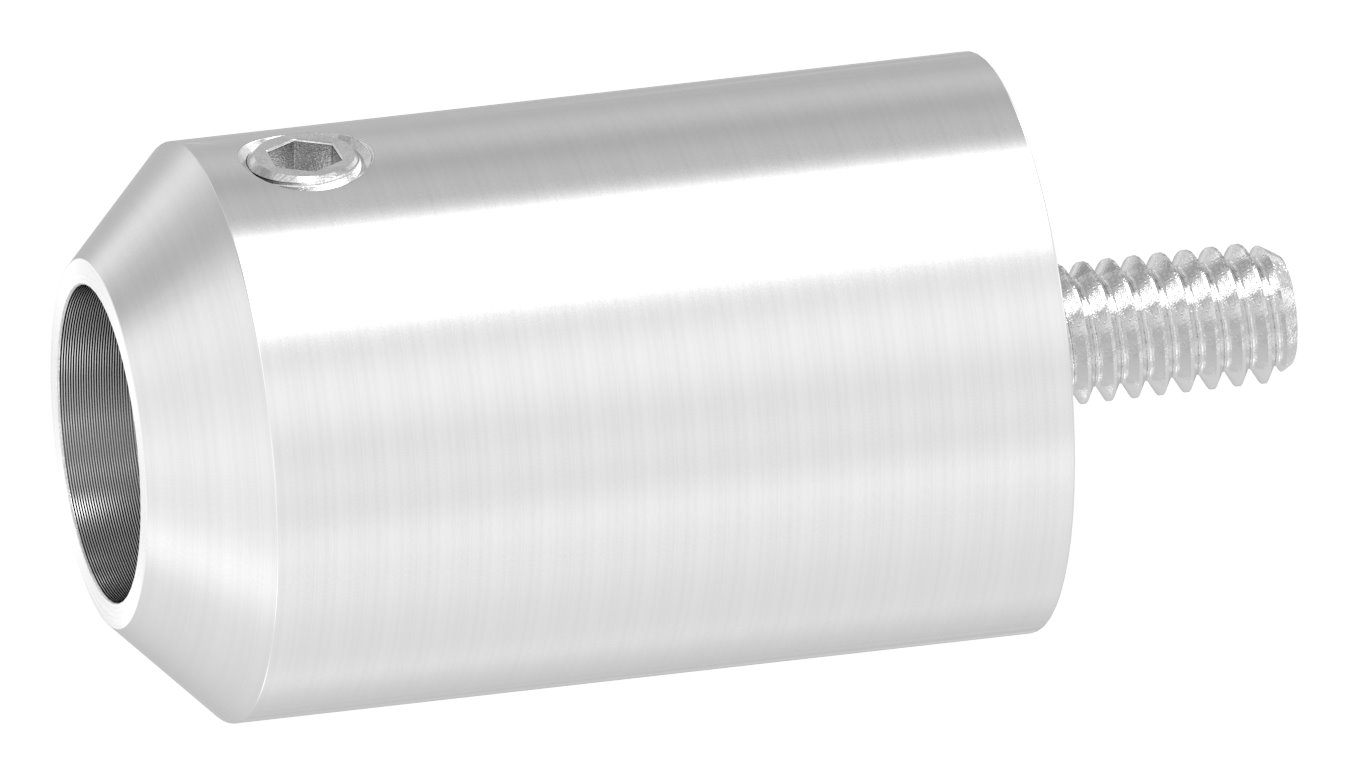 Querstabhalter zum Stoßen, Bohrung Ø 12,5mm, flacher Anschluss, V2A