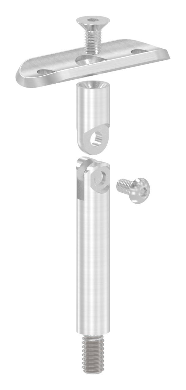 Gelenkstift Ø 12mm mit Handlaufanschlussplatte 33,7mm, V2A Gelenkstift Ø 12mm mit Handlaufanschlussplatte 33,7mm, V2A