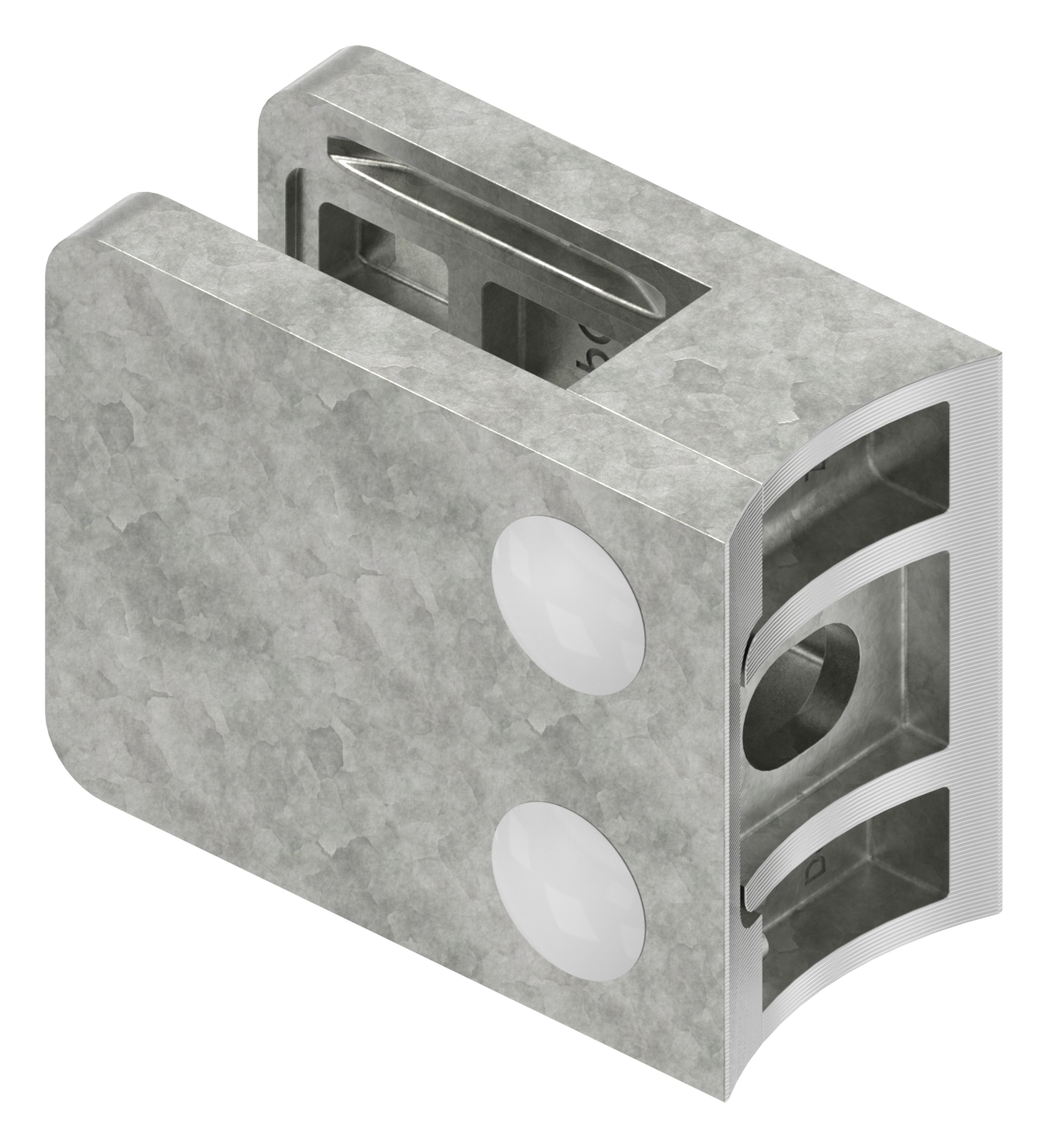 Glasklemme Mod. 36, Anschluss: 60,3mm, in Zink roh