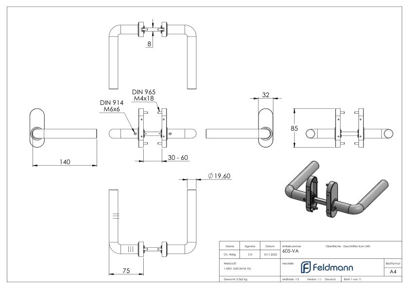 Türdrücker-Paar, V2A