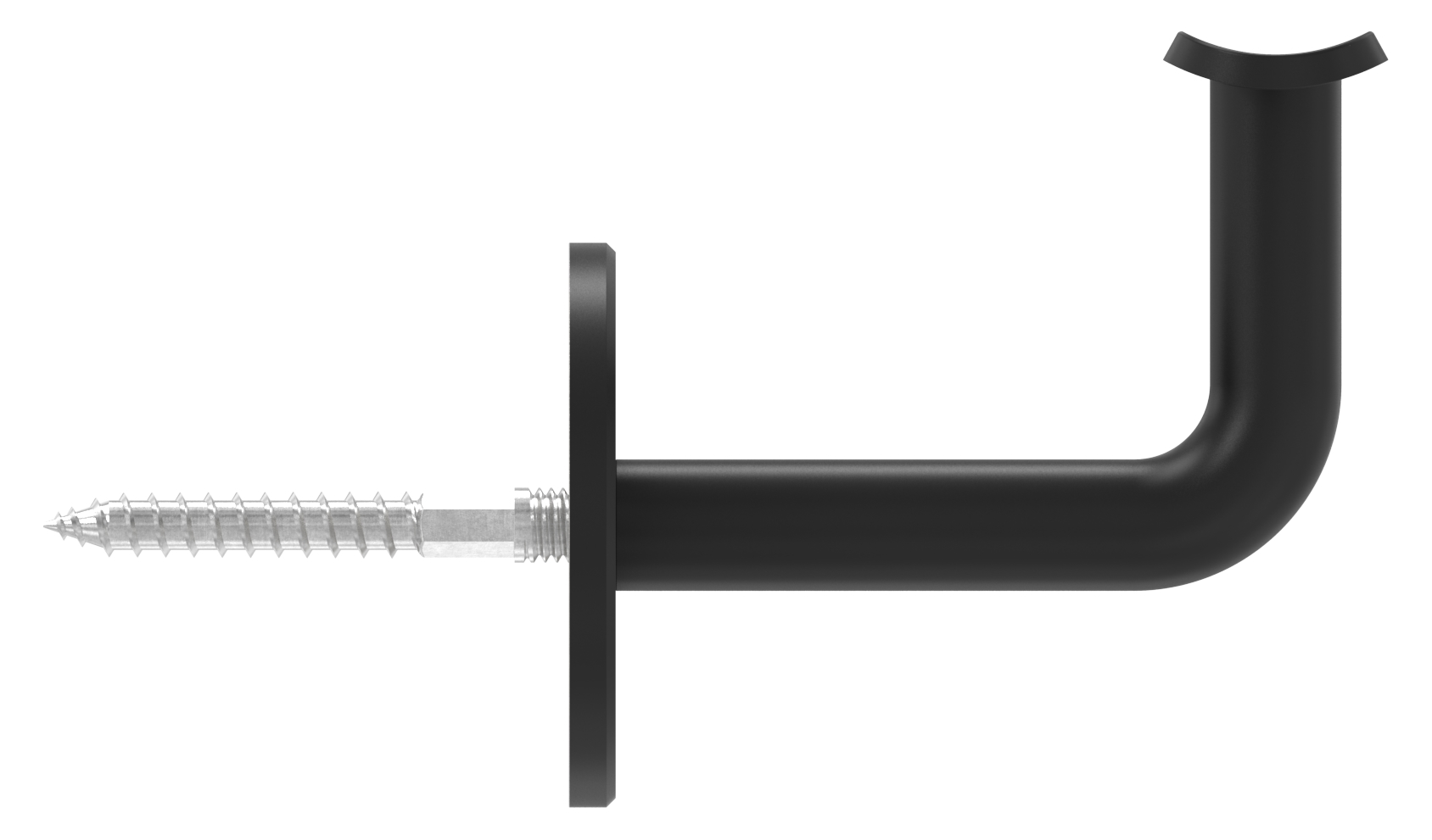 Handlaufhalter mit Platte 42,4mm, (Ronde und Bügel verschweißt), V2A in RAL 9005 beschichtet