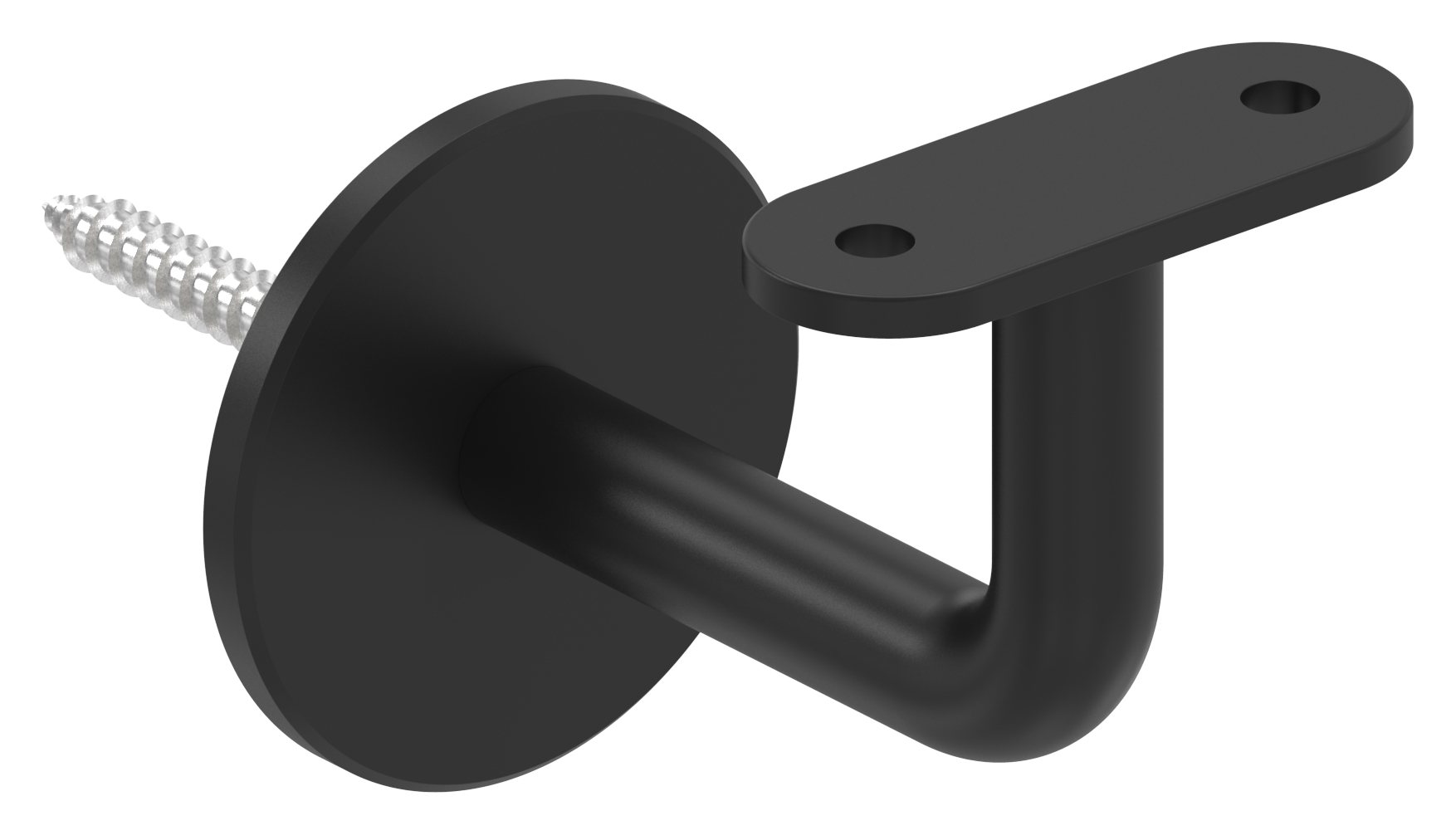 Handlaufhalter mit flacher Platte, (Ronde und Bügel verschweißt), V2A in RAL 9005 beschichtet