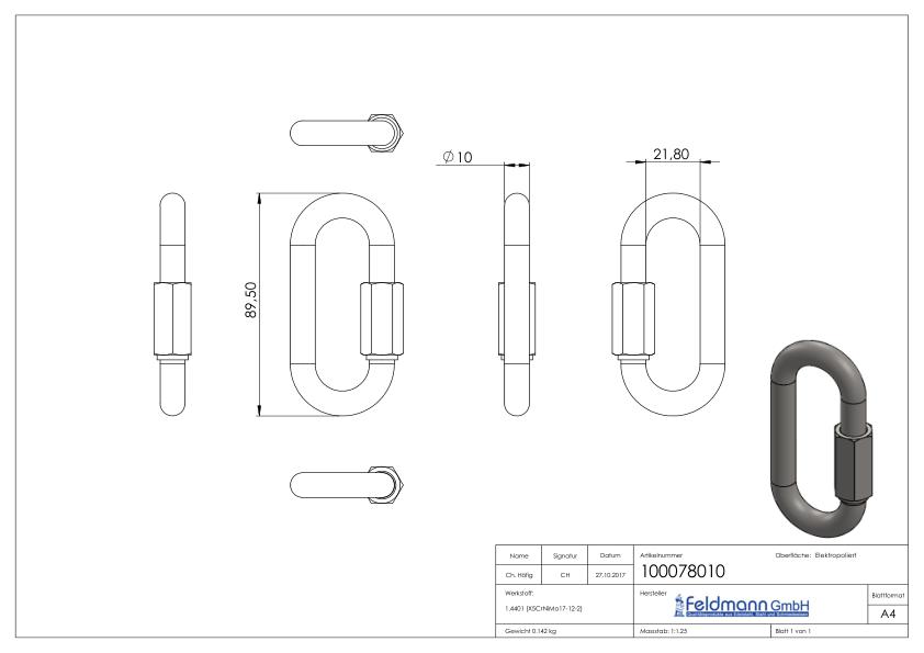 Schraubverbinder 10mm, V4A