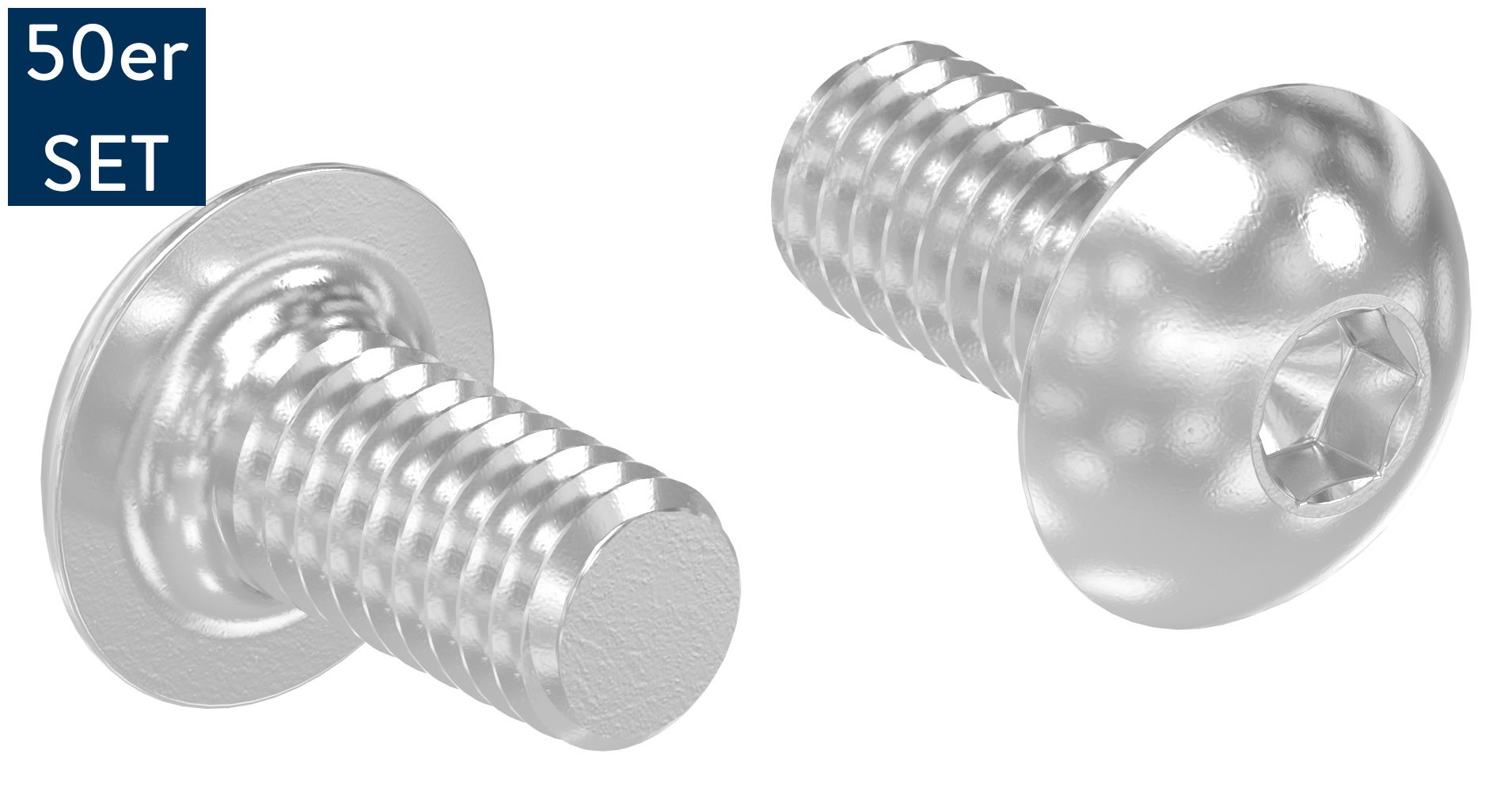 LUNORA® 50er Schrauben Set, zur Befestigung im Edelstahl Nutrohr 42,4mm