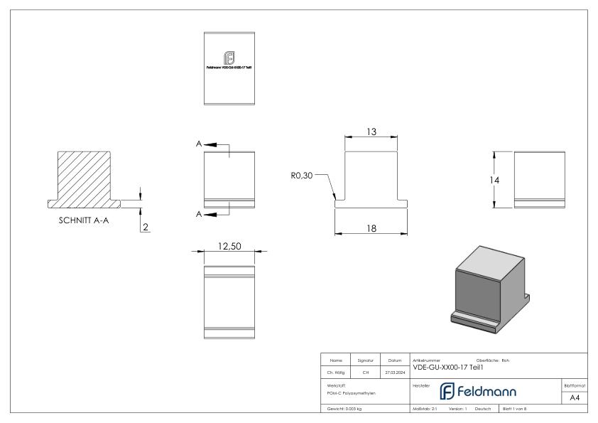 Montage-Set Glas 17,52mm eleganza canopy, für  L: 1,405m