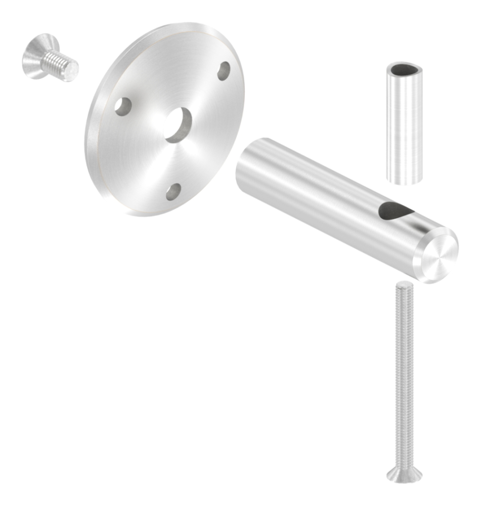 Handlaufhalter zum Anschrauben, Linsenkopfschraube (Ronde und Bügel verschraubt), V2A