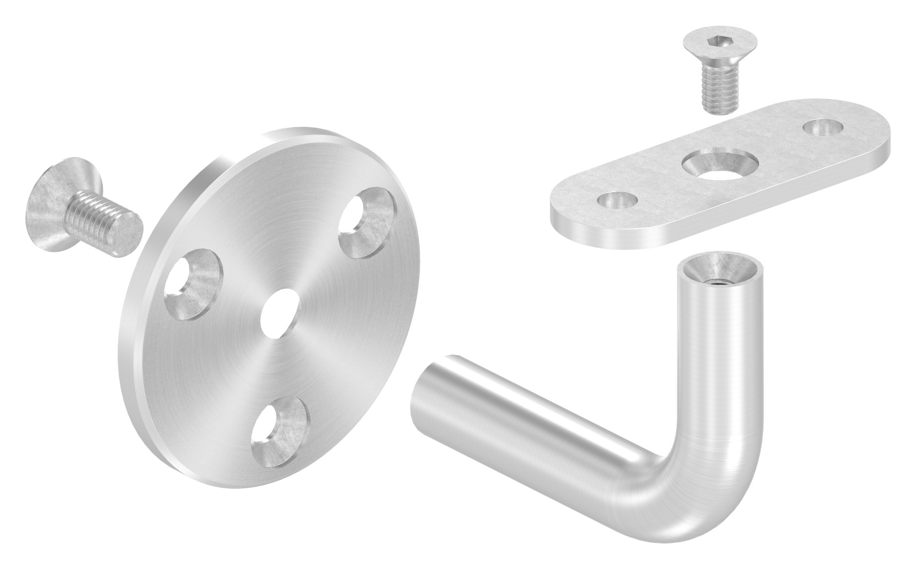 Handlaufhalter ohne Kabeldurchführung für LED Handläufe, Vollmaterial, V2A