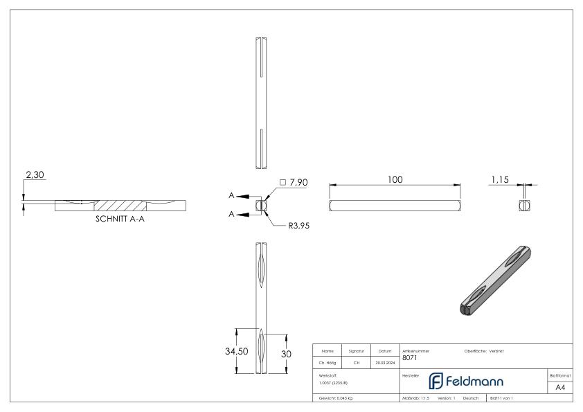 Drückerstift, verzinkt