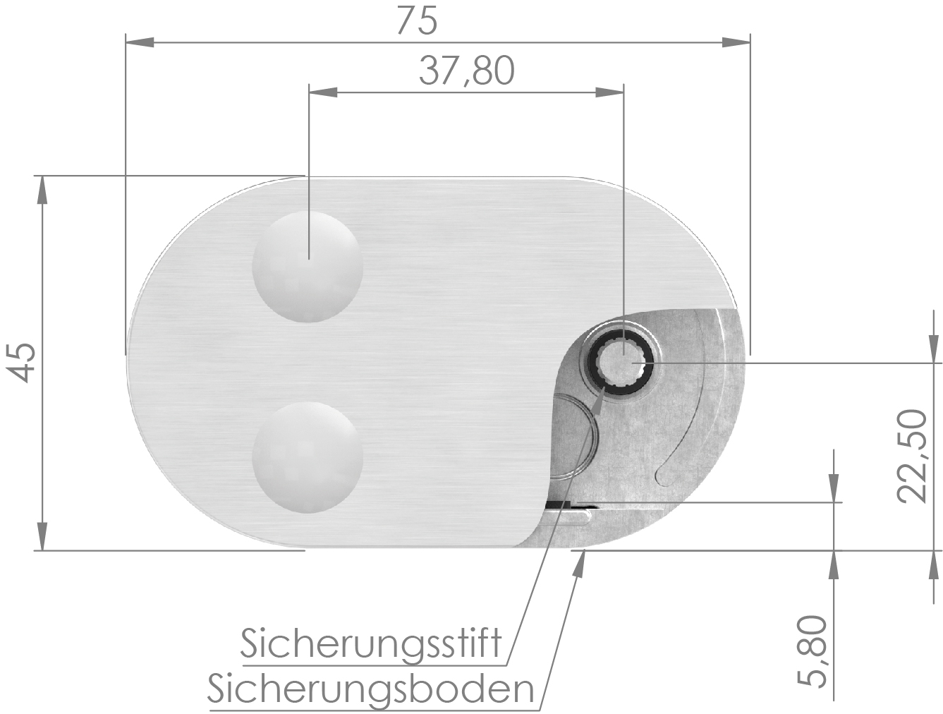 Sichtschutz Endglasklemme Mod. 25, V4A