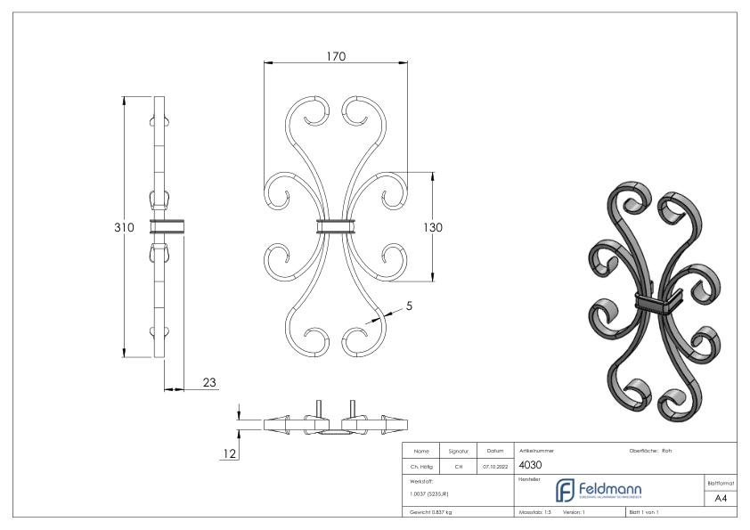 Steckelement 12x5mm, 310x170mm