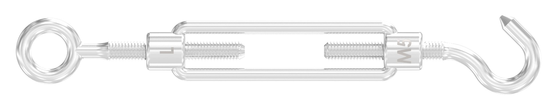 Spannschloss mit Öse / Haken, Rundeisen: 5mm, V4A