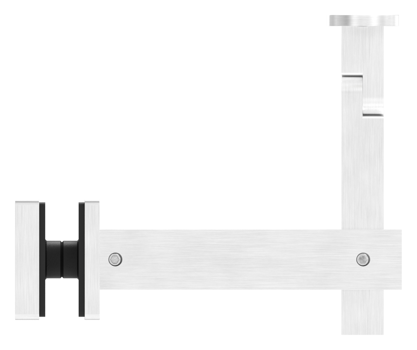 Handlaufhalter eckig mit gerader Handlaufanschlussplatte, V4A Handlaufhalter eckig mit gerader Handlaufanschlussplatte, V4A