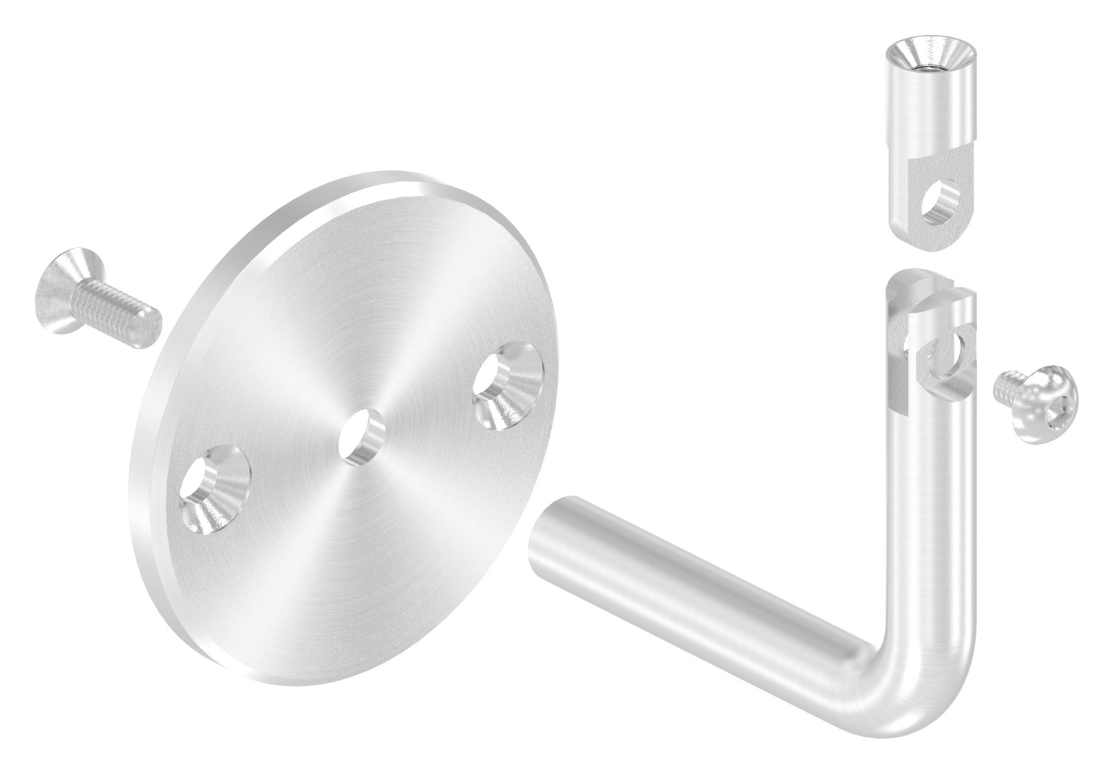 Handlaufhalter mit Gelenk, oben Innengewinde M6 (Ronde und Bügel verschraubt), V2A