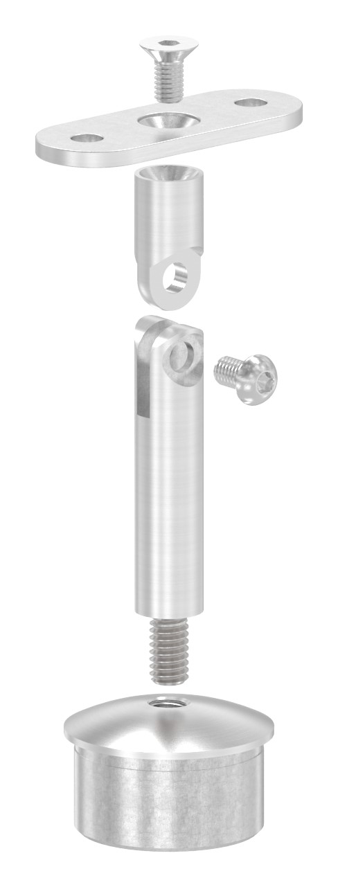 Rohrabschlussstopfen für Rohr 42,4x2,0mm, Handlaufanschlussplatte: flach, V2A