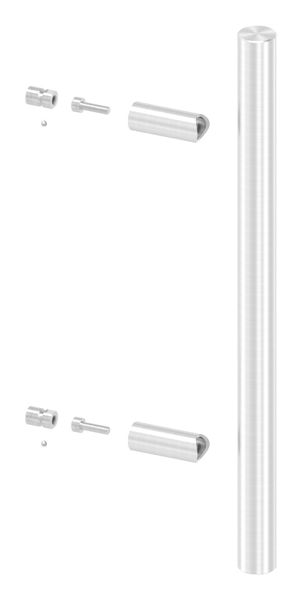 Stoßgriff inkl. Halter gerade mit L: 500mm, V2A, bestehend aus: