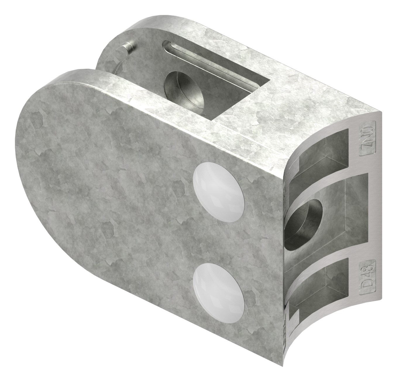 Glasklemme Mod. 38, Anschluss: 48,3mm, Zink roh