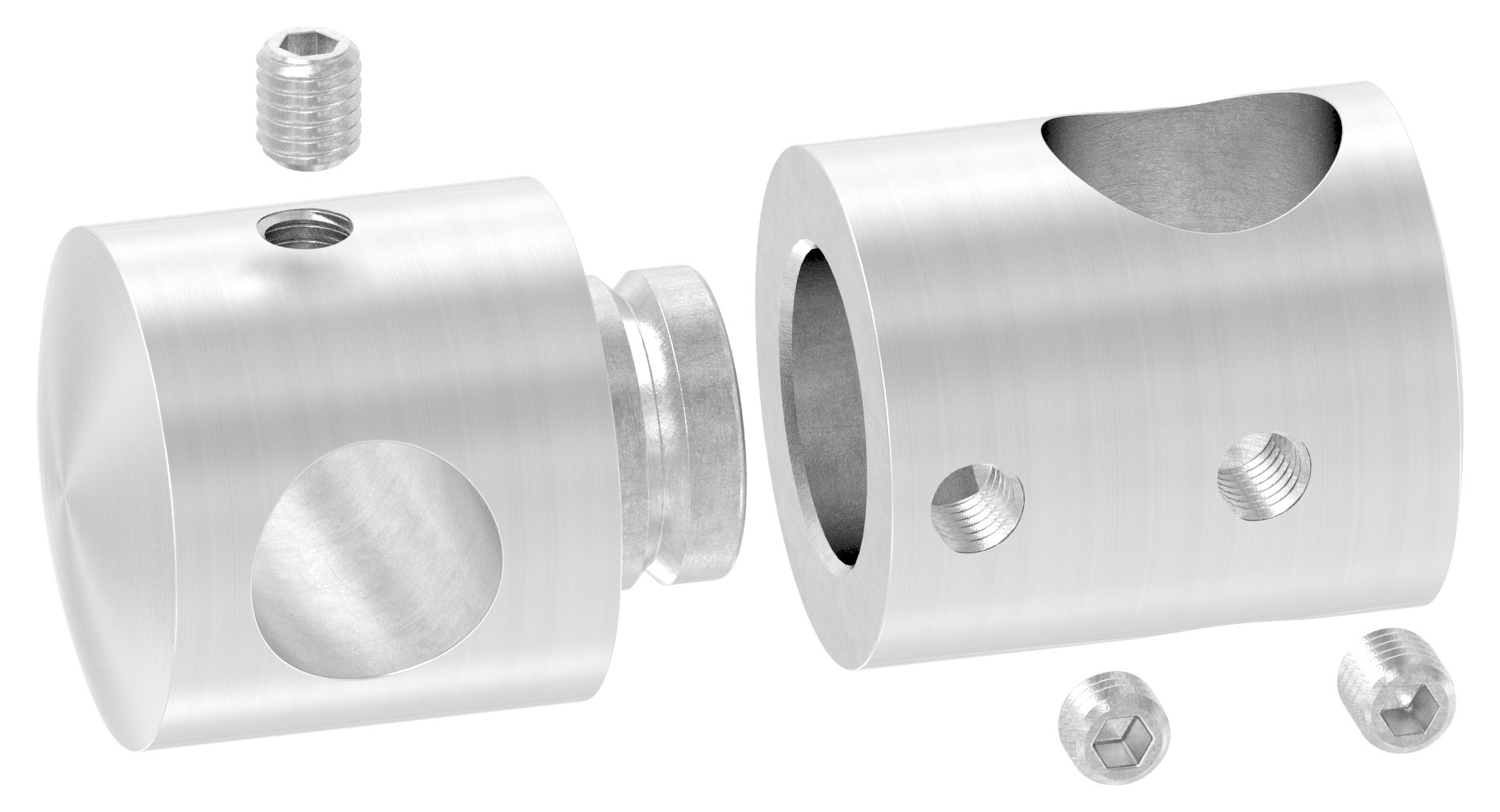 Doppelquerstabhalter mit 16,2 und 12,2mm Bohrung, V2A Doppelquerstabhalter mit 16,2 und 12,2mm Bohrung, V2A