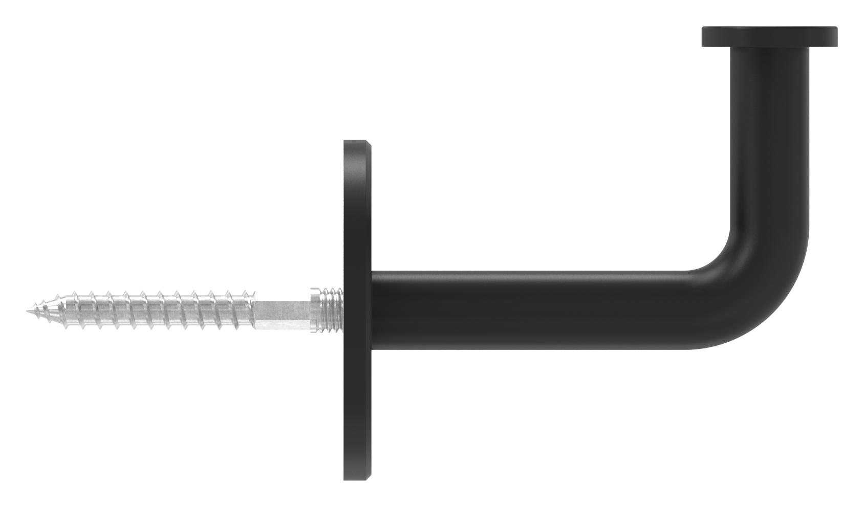 Handlaufhalter mit flacher Platte, (Ronde und Bügel verschweißt), V2A in RAL 9005 beschichtet