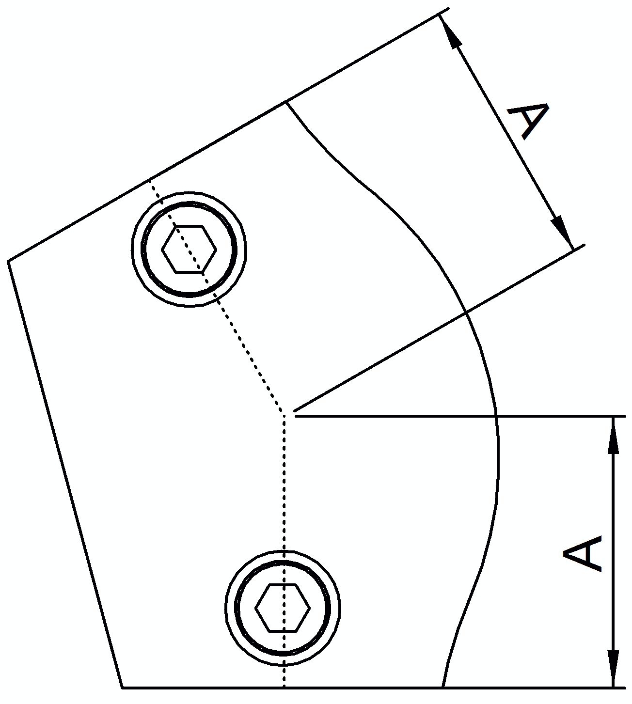 Bogen, variabel 15 - 60°, für Rohr Ø 48,3mm