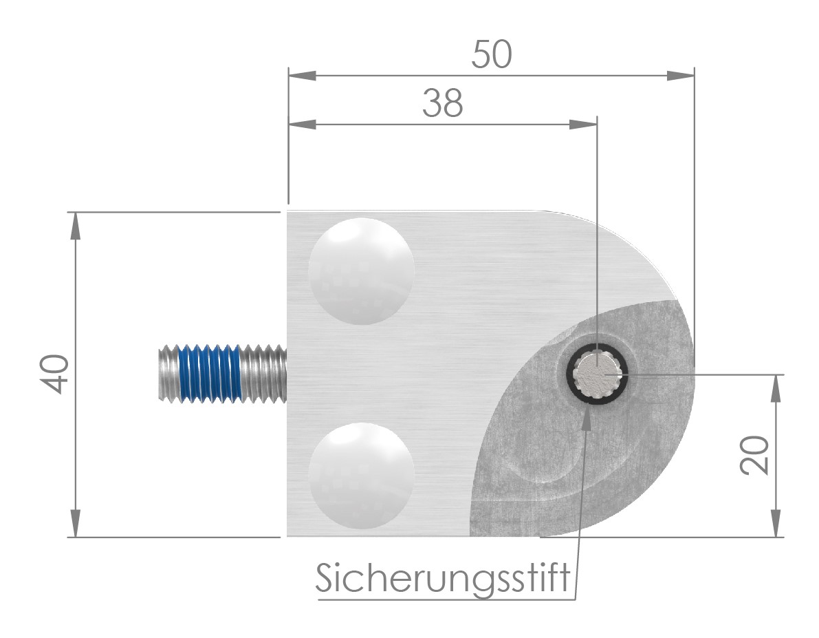 Glasklemme Mod. 30, Anschluss: 48,3mm, Zink roh