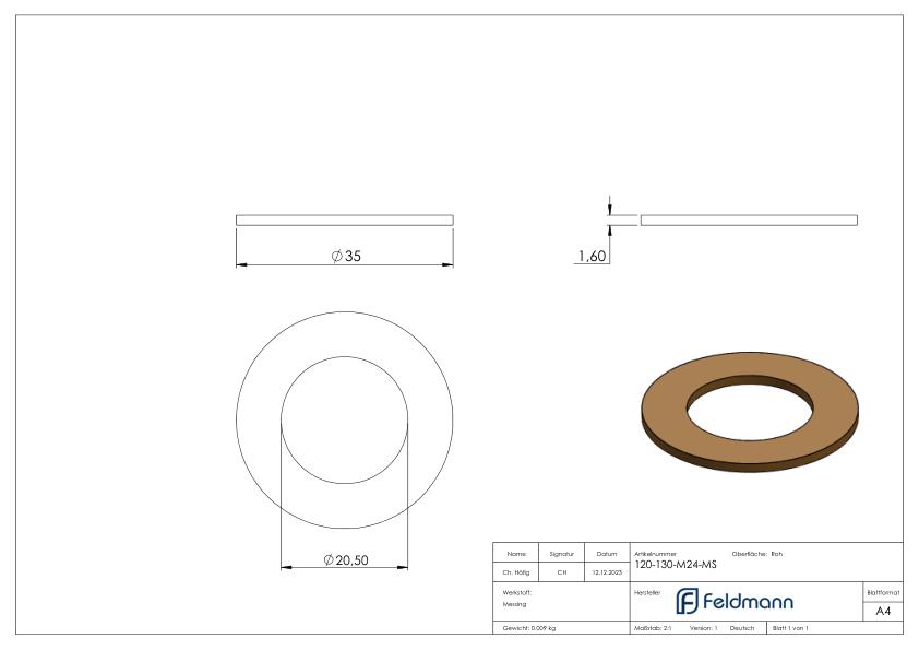 Messingscheibe von Torband 120/130-M24