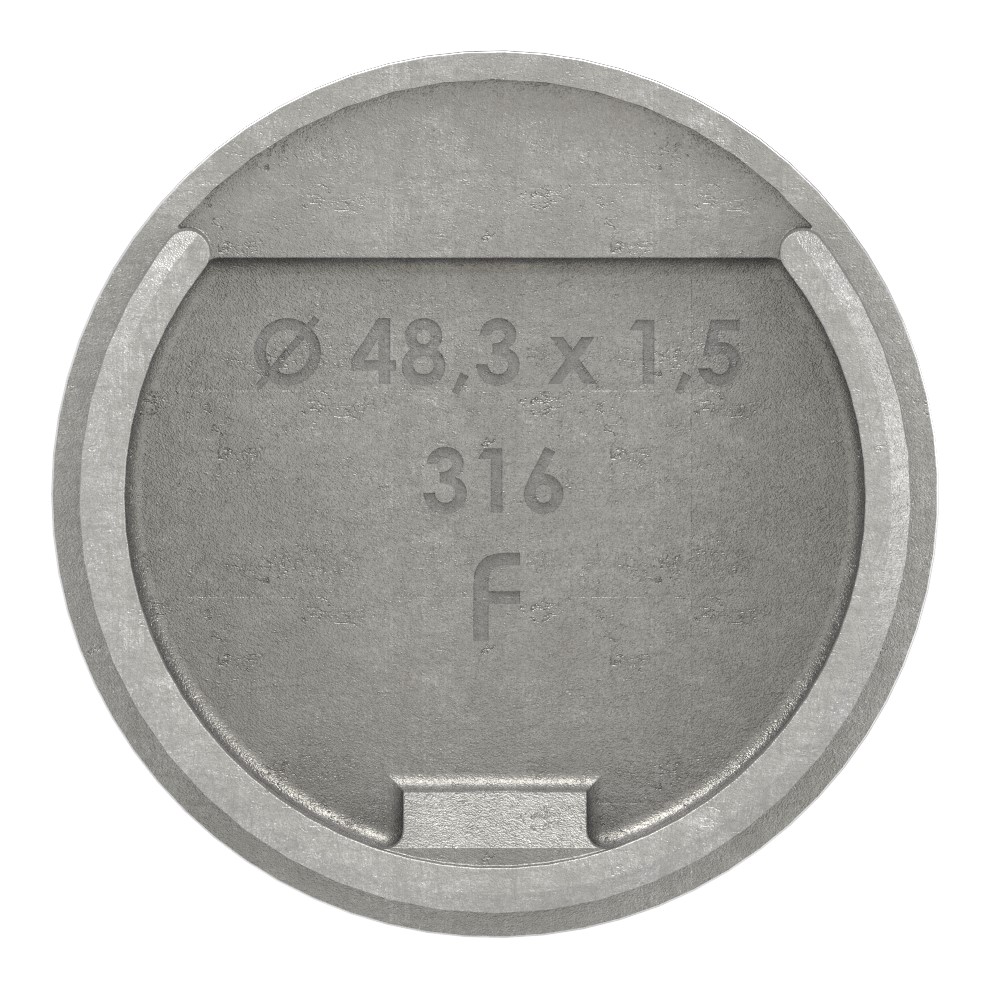 Endkappe, flach, für Nutrohr 48,3mm, V4A Endkappe, flach, für Nutrohr 48,3mm, V4A