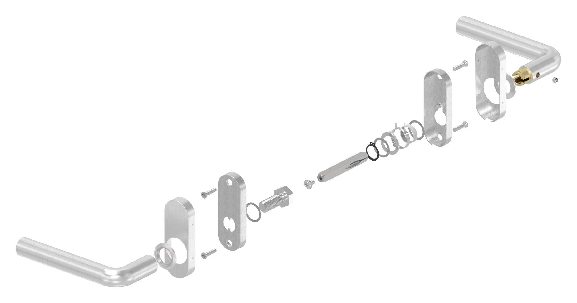 Türdrücker-Paar, ein Drücker feststehend, V2A