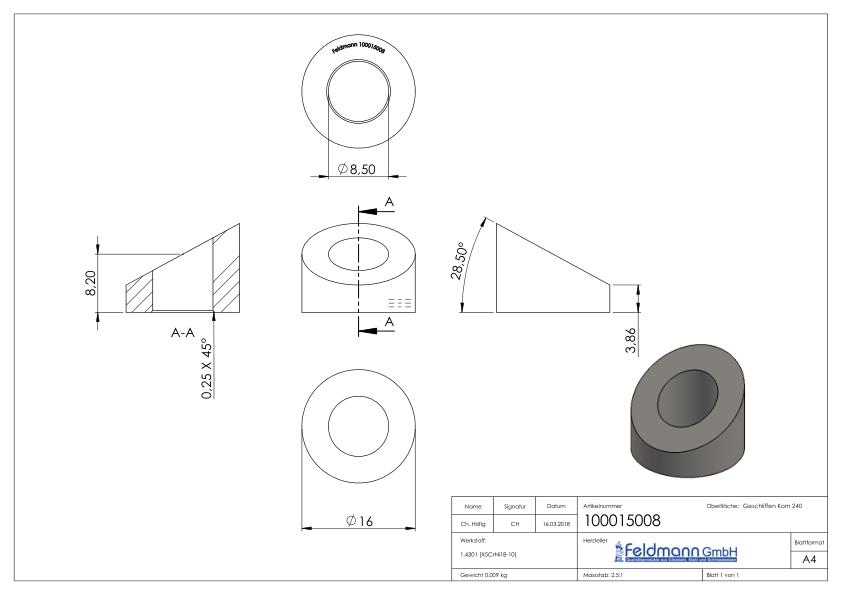 Formanschluss, für Gewinde M8, V2A Formanschluss, für Gewinde M8, V2A