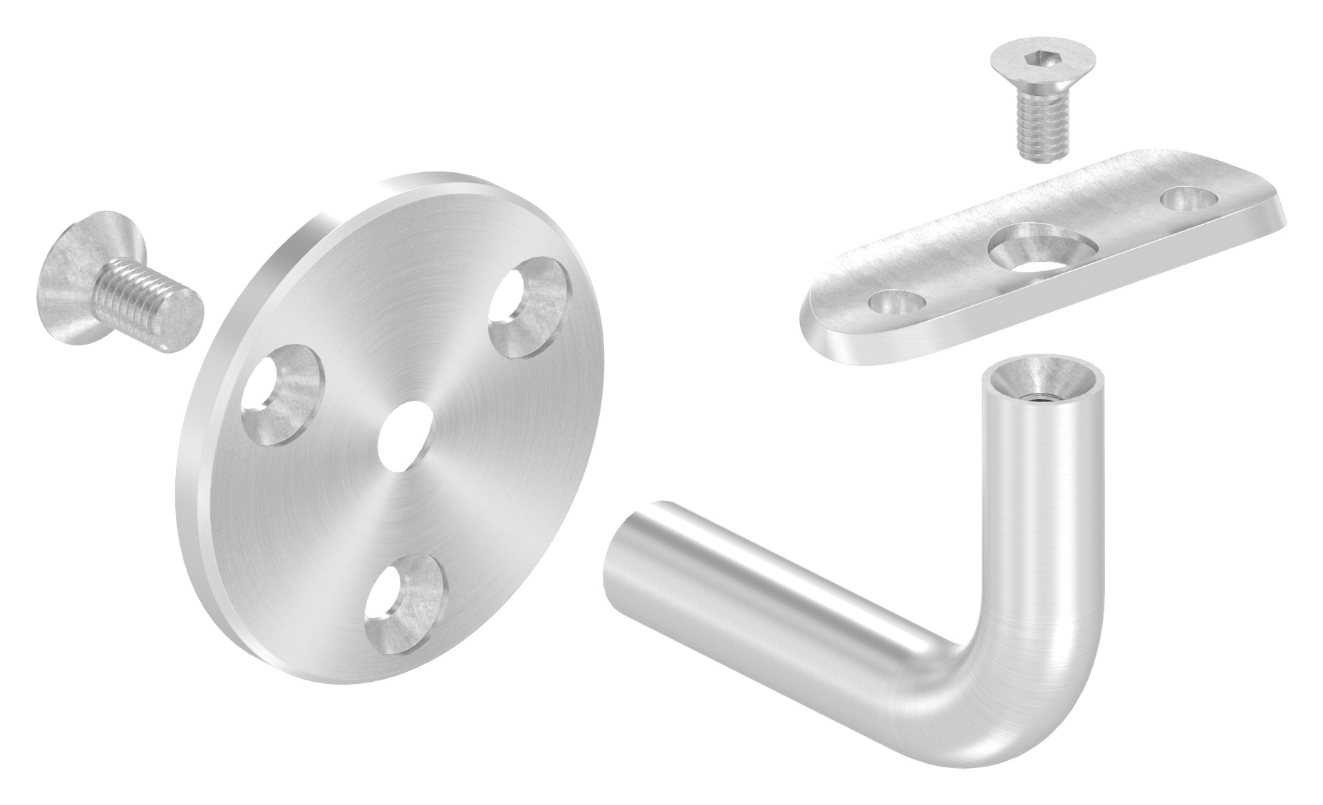 Handlaufhalter ohne Kabeldurchführung für LED Handläufe, Vollmaterial, V2A