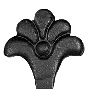 Blume Eisen aus Stab # 1512, Ansatz unten aus Flacheisen, 72mm