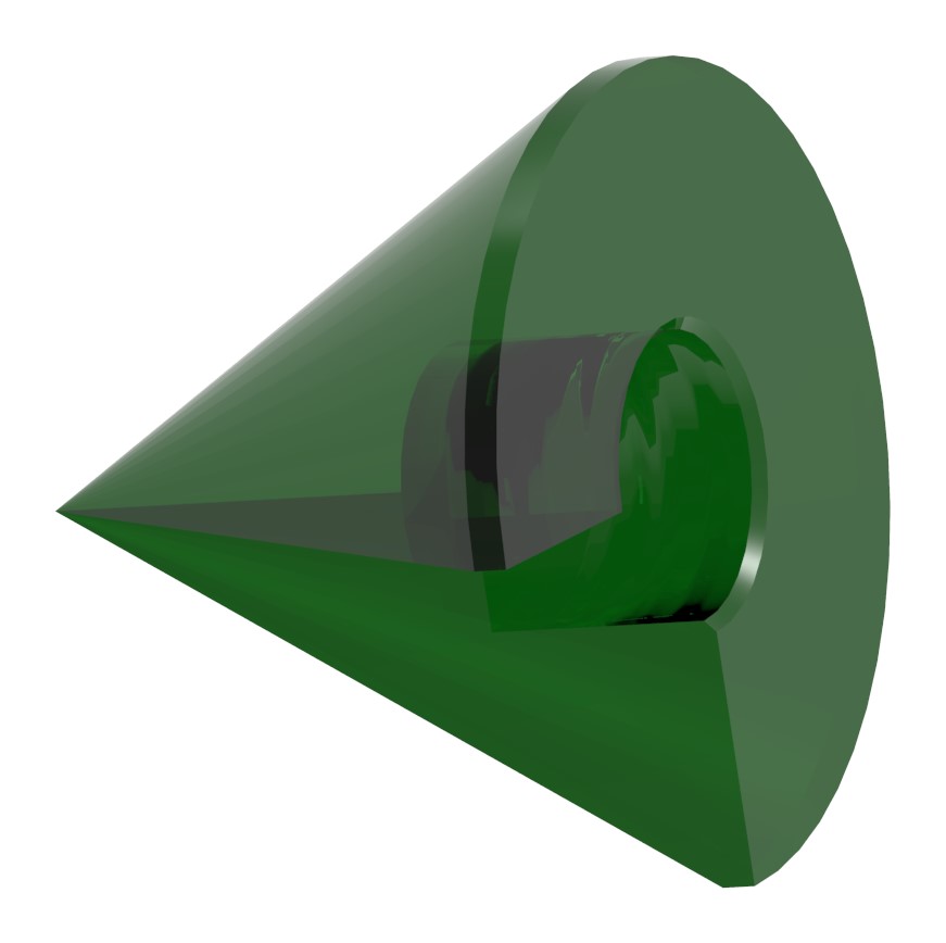 Glaskegel grün Ø 35mm mit Sackloch 12,3mm